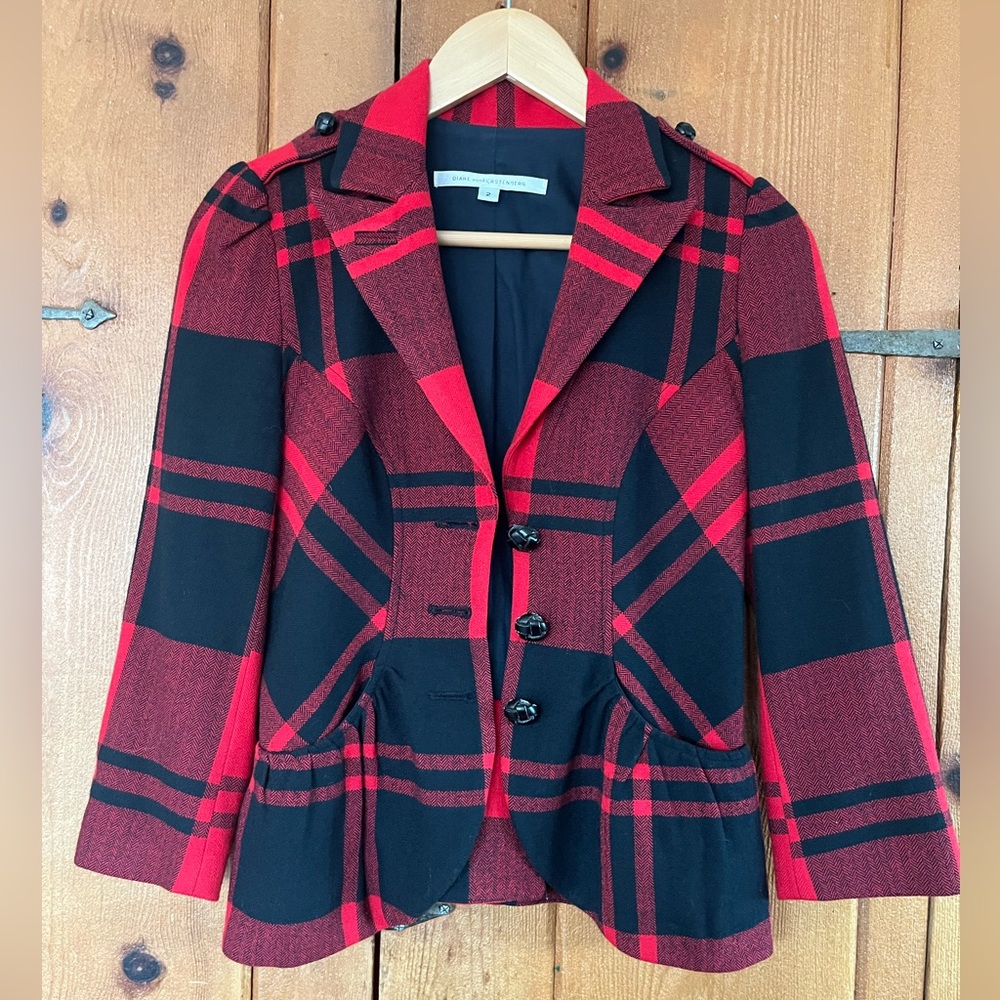 Diane von Furstenberg Plaid Jacket/Blazer